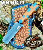 Handmade Bull Cutter | Premium Hunting & Skinning Knife with Leather Sheath.